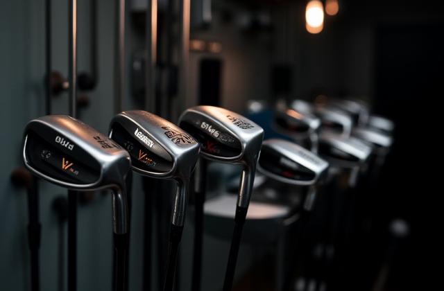 最新のゴルフ用品の展示
