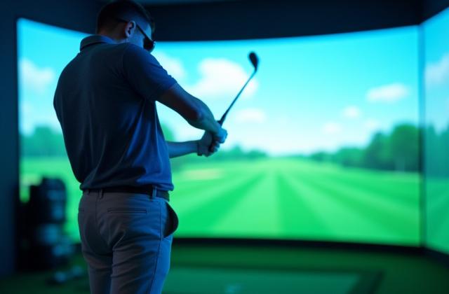 最新技術を使ったゴルフ練習風景
