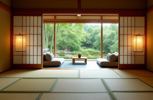 伝統的な豪華旅館の客室